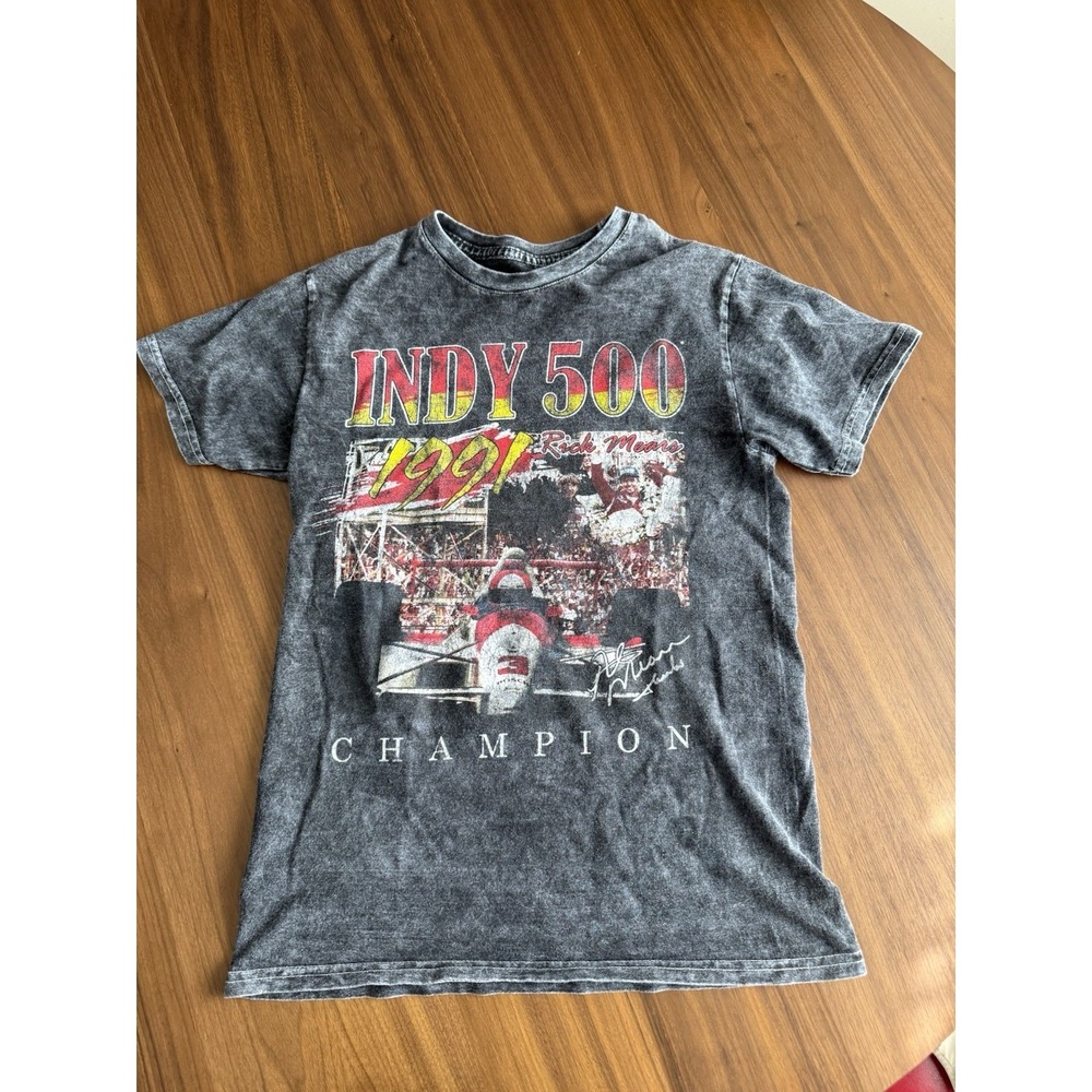 Indy 500 Rick Mears 1991 Champion Graphic T-Shirt Men's Small Mineral Wash